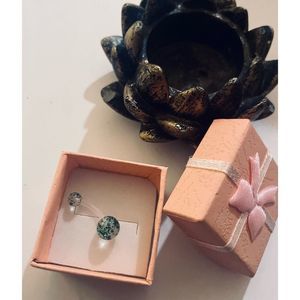 BLUE GLITTER CLEAR BELLY RING